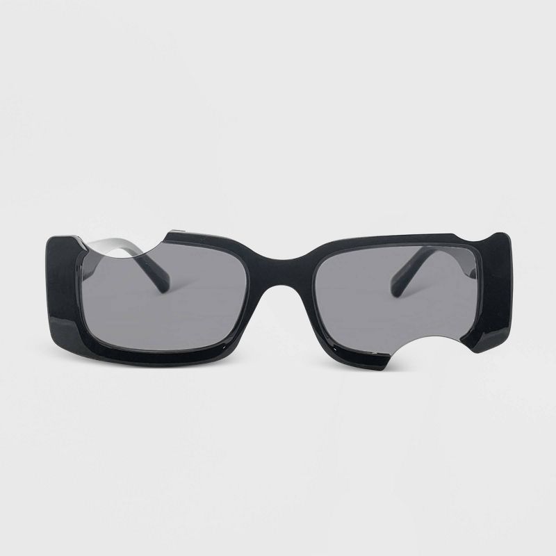 Women&#39;s Plastic Rectangle Cutout Sunglasses - Wild Fable&#8482; Black, 1 of 5