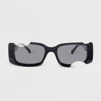Women's Plastic Rectangle Cutout Sunglasses - Wild Fable™ Black