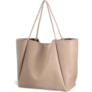 Oversize PU Leather Tote Bag for Women, Weekender Shopper Handbag with Spacious Interior for Travel and Daily Use - 1 of 4
