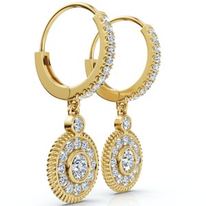 Pompeii3 3/4Ct Dangle Diamond Earrings 1 1/10" Tall Lab Created 14k Gold EF/VS - 1 of 4