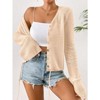 Coolmee Women's Crochet Cardigan Long Sleeve Open Front Button Down Trendy Casual Cropped Sweater - 4 of 4
