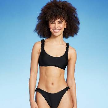 Women's Zip-front Mock Neck Bikini Top - Wild Fable™ Black Xl : Target