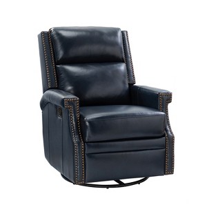 Favonius Wooden Upholstery Genuine Leather Swivel Rocker Recliner with Nailhead Trim for Bedroom and Living Room| ARTFUL LIVING DESIGN - 1 of 4