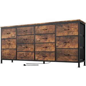 14 Drawer Dresser, 63 Inch Fabric Dresser TV Stand with Power Outlet for 65 70 75 Inch TV, Long Entertainment Center for Bedroom - 1 of 4