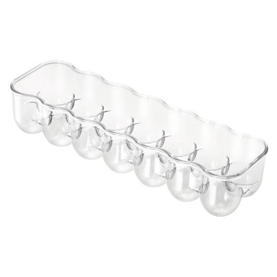 iDESIGN Plastic Egg Holder for Refrigerator with Handle and Lid Fridge Storage Organizer Clear: Kitchen Cabinet Organizer
