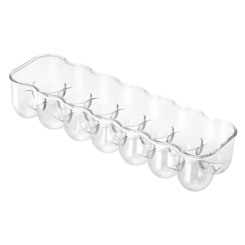 iDESIGN Plastic Egg Holder for Refrigerator with Handle and Lid Fridge Storage Organizer Clear: Kitchen Cabinet Organizer