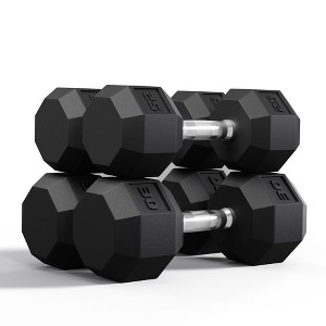 110LB Set (25+30LB) x2 Pairs PVC Hex Dumbbell Weight Set, Multiple Sizes Exercise & fitness and muscle toning Dumbbells - 1 of 4