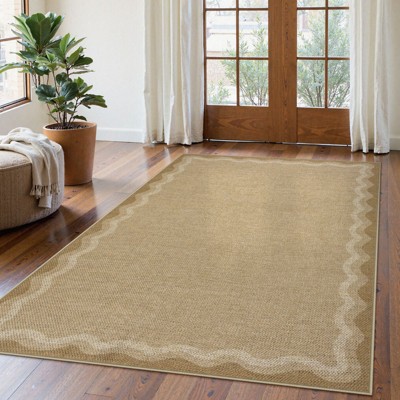 Lahome Diamond Double Frame Diagonal Faux Jute Rectangular Indoor Outdoor Area Rug