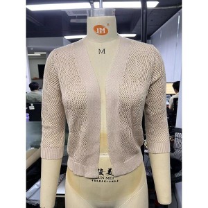 2025 Women's 3/4 Sleeve Crochet Knit Open Front Cardigan Cropped Shrug Bolero Lightweight Sweaters Tops - 1 of 1