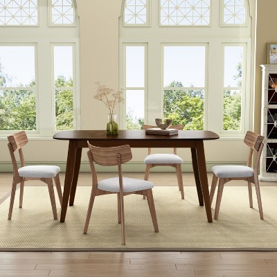 Christopher Knight Home Shania 5 Piece Mid-century Modern Rubberwood Upholstered Dining Set