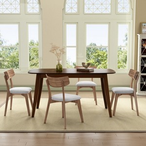 Christopher Knight Home Shania 5 Piece Mid-century Modern Rubberwood Upholstered Dining Set - 1 of 4