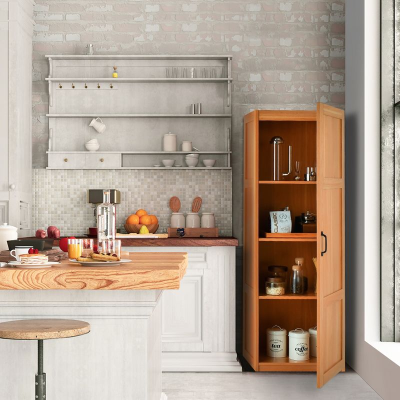 Tangkula Tall Storage Cabinet Farmhouse Freestanding Floor Cabinet w/ 4 Storage Shelves, 3 of 11