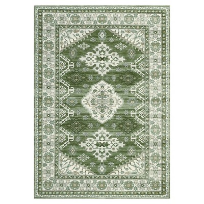 Washable Vintage Chenille Floral Print Farmhouse Area Rugs for Home Office