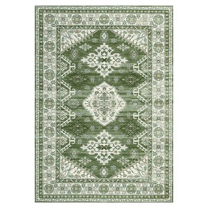 Washable Vintage Chenille Floral Print Farmhouse Area Rugs for Home Office - 1 of 4