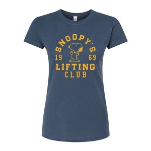 Women's - Peanuts - Snoopy Lifting Club Fitted Graphic T-Shirt - 1 of 3