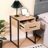 SKONYON Wood Nightstand with Drawer Steel Frame Side Table - 3 of 4