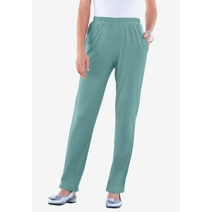 Roaman's Women's Plus Size Petite Straight Leg Soft Knit Pant - 1 of 4