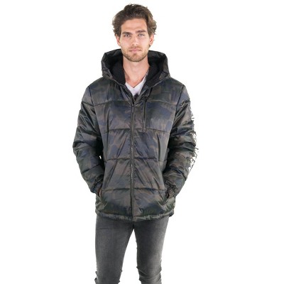 Members Only Mens Twill Block Puffer Jacket