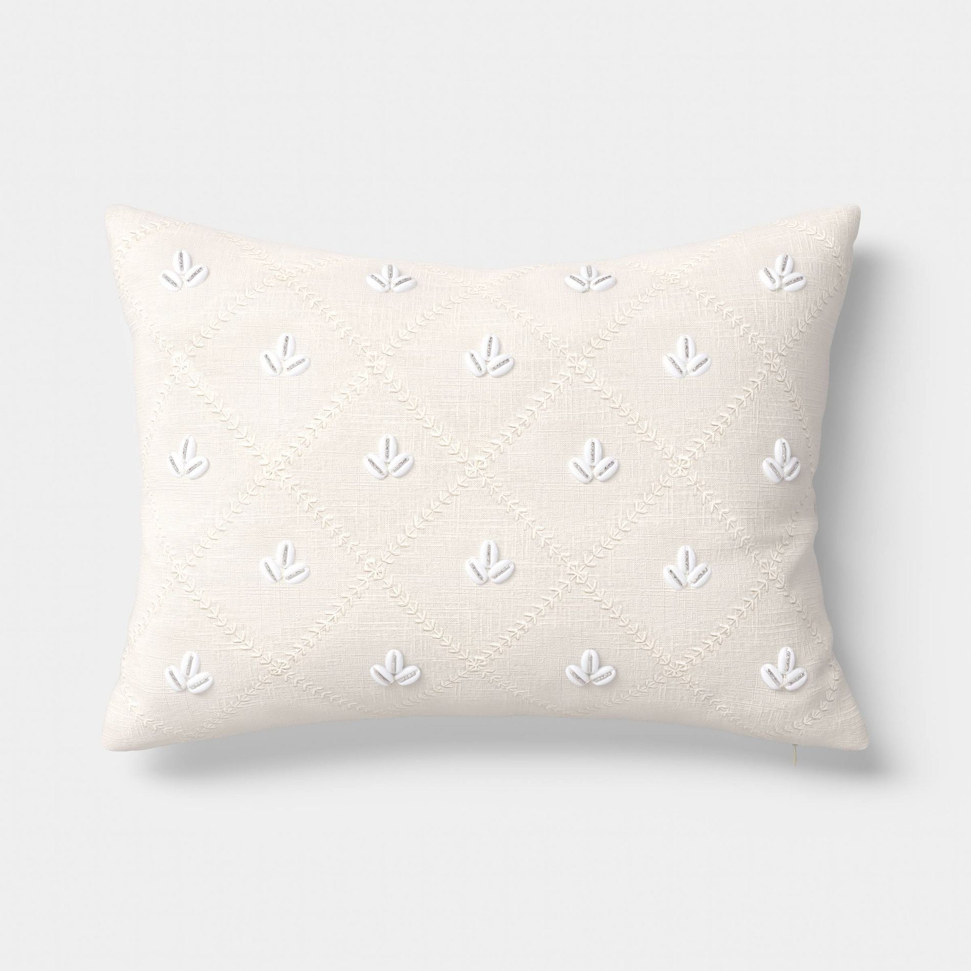 Lumbar Embellished Shell Throw Pillow Cream - Threshold™ designed with Studio McGee