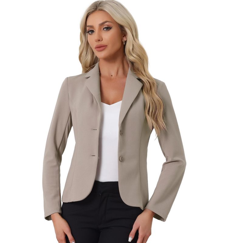 Allegra K Women's Elegant Work Office Lapel Collar Button Down Stretch Suit Blazer, 1 of 6