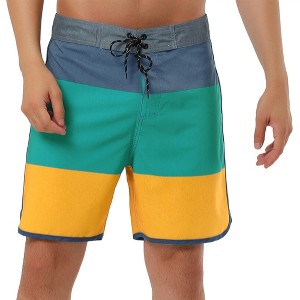 Lars Amadeus Men's Striped Beach Shorts Color Block Swimming Drawstring Board Surfing Shorts - 1 of 4