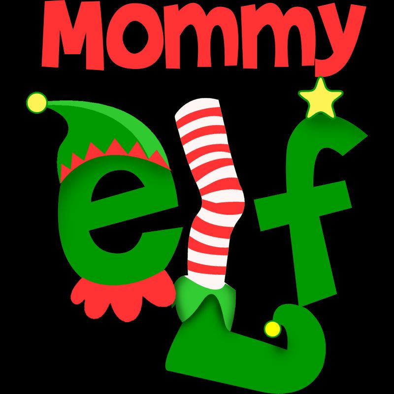 Junior's Design By Humans Mommy Elf Christmas By personalized T-Shirt, 2 of 4