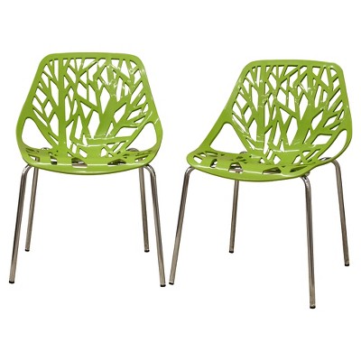 Birch Sapling Plastic Modern Dining Chair set Of 2 Baxton