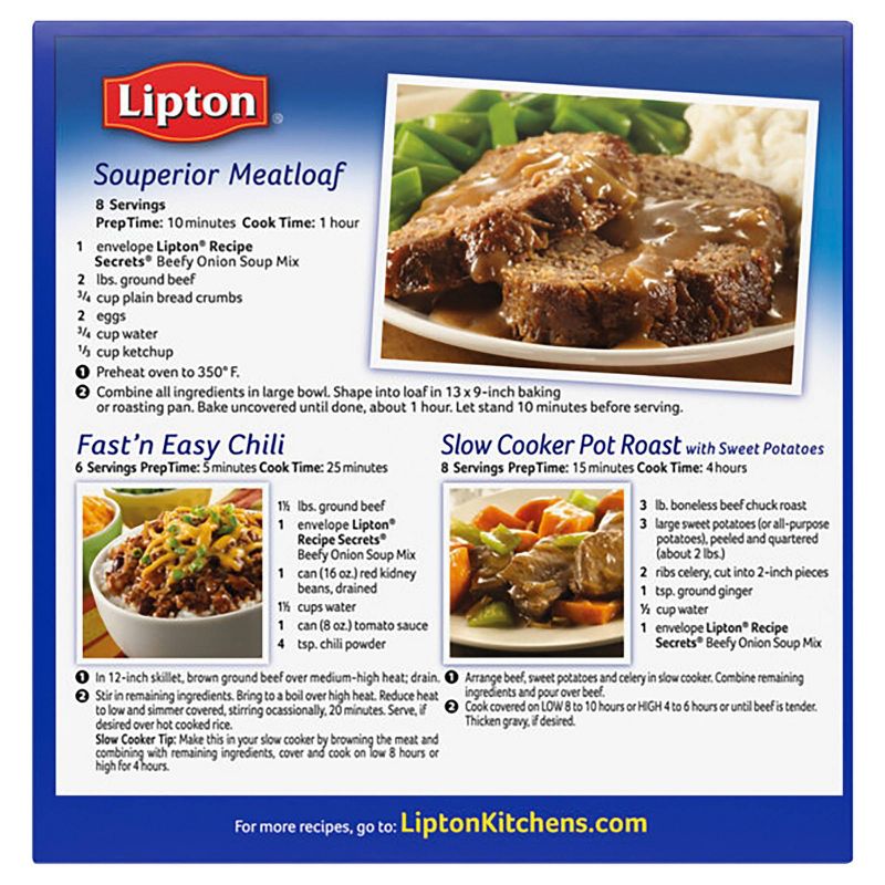 Lipton Recipe Secrets Beefy Onion Soup &#38; Dip Mix - 2.2oz/2pk, 4 of 9