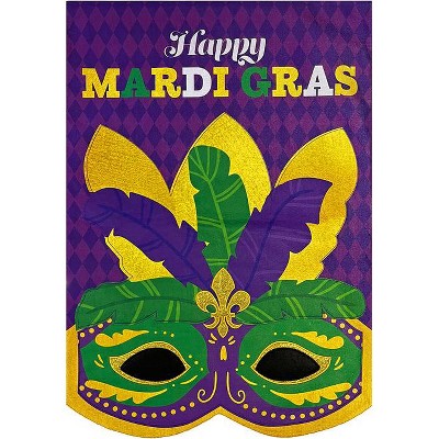 Mardi Gras Mask Burlap Outdoor Garden Flag 18" x 12.5"