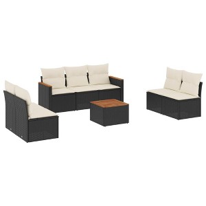 vidaXL Outdoor Sofa Set Black PE Rattan 8 Piece Set Modular - 1 of 4