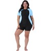 Agnes Orinda Women's Plus Size Tummy Control Colorblock Zip Front Rashguard One-Piece Swimsuit - 3 of 4