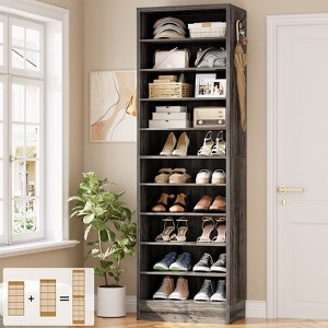 Besiost Shoe Storage Cabinet, 10-Tier Shoe Rack With Drawers - 1 of 4