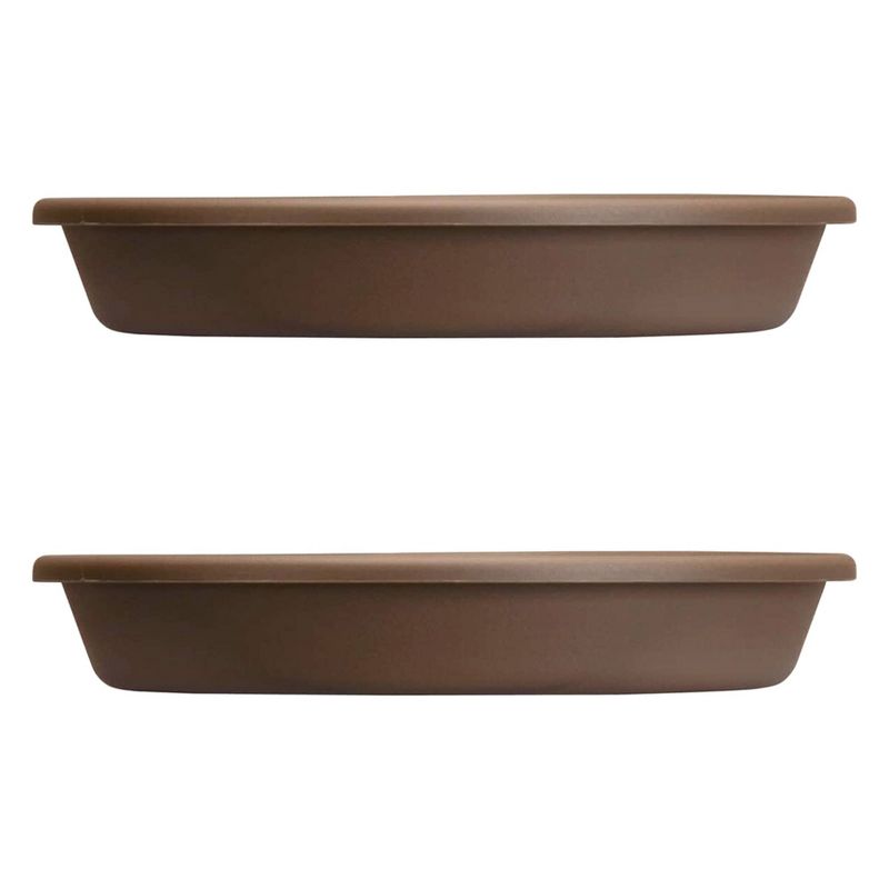 The HC Companies Non Fading 16 Inch Lightweight Durable Plastic Planter Saucer Tray for 14 Inch Classic Pot Container, Chocolate (2 Pack), 1 of 4