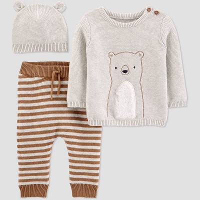 Baby Boys' Bear 3pc Top & Bottom Set - Just One You® made by carter's Brown