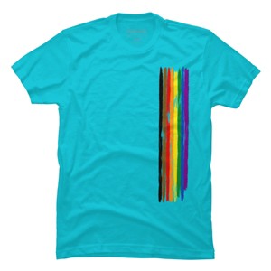 Adult Design By Humans Pride Rainbow Vertical Stripe By alphalezbean T-Shirt - 1 of 2