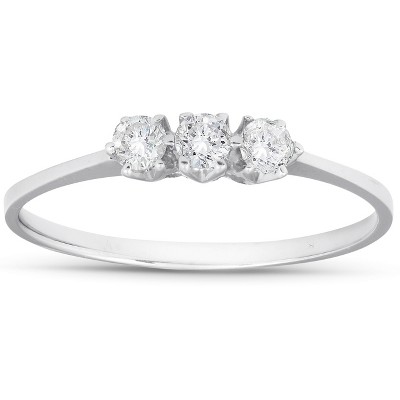 Pompeii3 1/5ct 3-Stone Diamond Promise Ring 14K White Gold