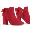 Allegra K Women's Round Toe Bow Decor Chunky Heel Ankle Boots - 4 of 4