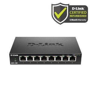 D-Link 8-Port Gigabit Unmanaged Switch, Plug and Play Fanless Metal Desktop (DGS-108/RE) Manufacturer Refurbished - 1 of 4