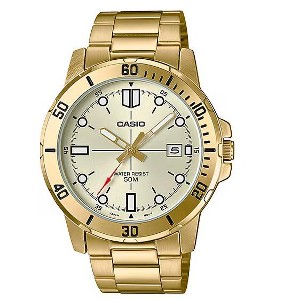 Casio Men's Gold Analog Watch with Champagne Dial - MTP-VD01G-9EV