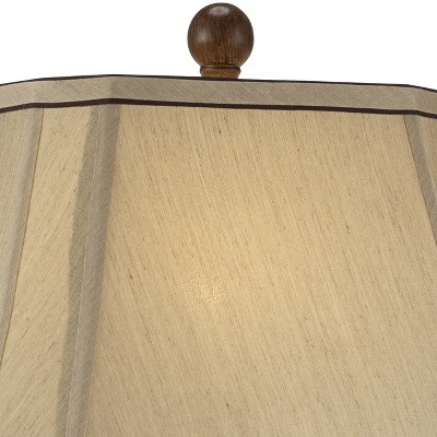 Elegant Two-Tone Brown Urn-Shaped Table Lamp with Beige Fabric Shade