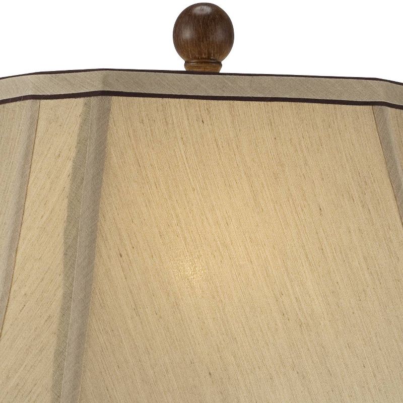 Regency Hill Traditional Table Lamp 28.5" Tall Carved Two Tone Brown Urn Shaped Beige Fabric Shade for Living Room Family Bedroom Bedside, 3 of 10