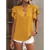 Womens Flowy Tunic Tops with Flutter Sleeve V Neck Tops Front Seam Short Sleeve Blouse Summer Casual Tops - 4 of 4