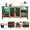 Vabches Wine Cabinet with Wine Rack Storage, Alcohol Cabinet with LED Strip, Rustic Oak - 3 of 4