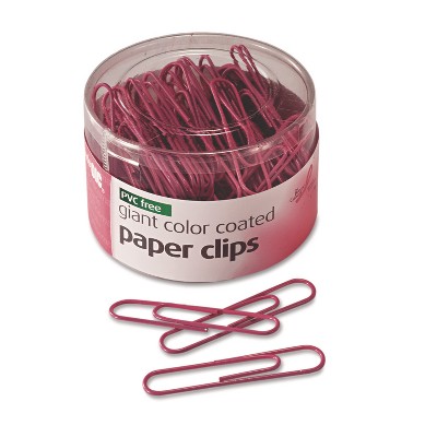 Officemate Paper Clips PVC-Free Plastic Coated Wire Jumbo Pink 80/Pack 08908
