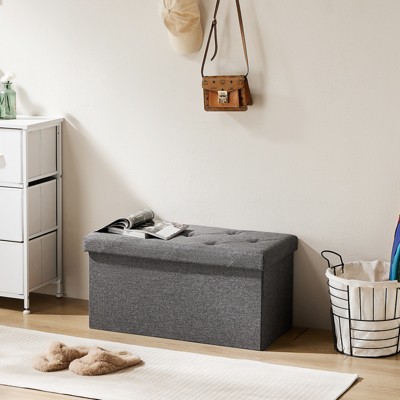 Gulches Can be used for living room/entrance/bedroom storage space, stool cushion seat rectangular chair foot lounge box, gray, small