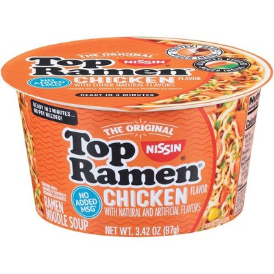  Nissin Top Ramen Bowl Ramen Noodle Soup, Chicken, 3.42 Ounce  (Pack of 6) : Grocery & Gourmet Food