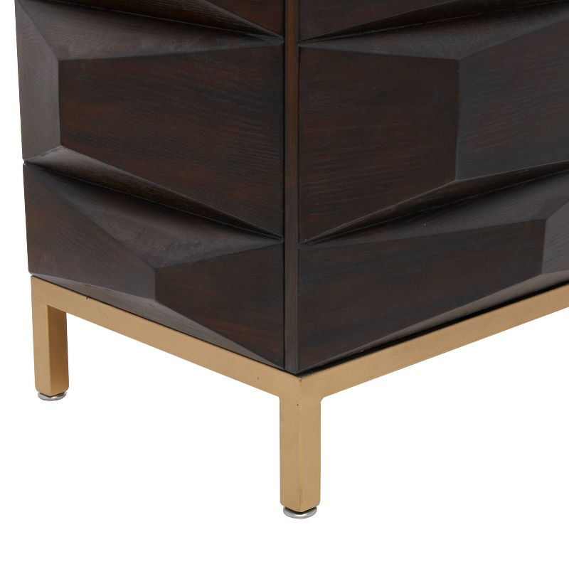 Contemporary Bold Facet Carved Wood Side Cabinet Brown - Olivia &#38; May, 5 of 20