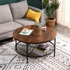 SUGIFT 2-Tier Round Coffee Table Rustic Accent Table with Wooden Tabletop and Padded Feet - 3 of 4