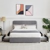 VECELO Velvet Upholstered Platform Bed Frame with Adjustable Headboard, Sturdy Wood Slat Support, No Box Spring Required - 3 of 4