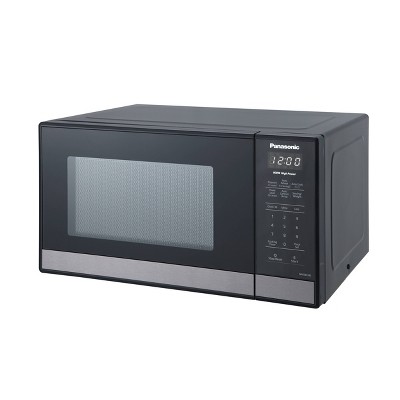 Compact Black Stainless Steel Countertop Microwave Oven, 0.9 cu ft
